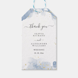 Elegant Wedding Invitation Blue and Gold Minimal Gift Tags