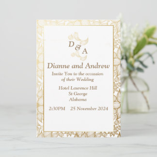 Elegant Wedding Invitation, brown leaves Invitation