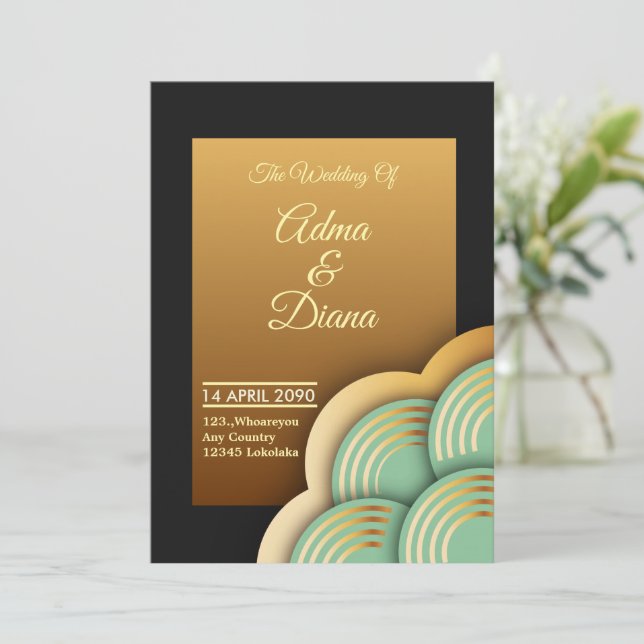 Elegant Wedding Invitation Card (Standing Front)