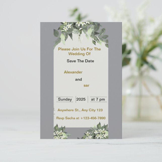 Elegant  Wedding Invitation  card  (Standing Front)