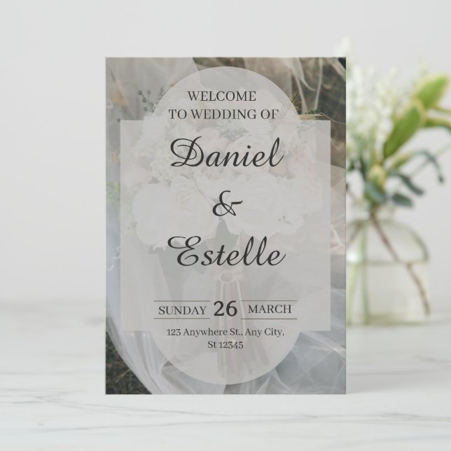 Elegant Wedding Invitation Card (Standing Front)