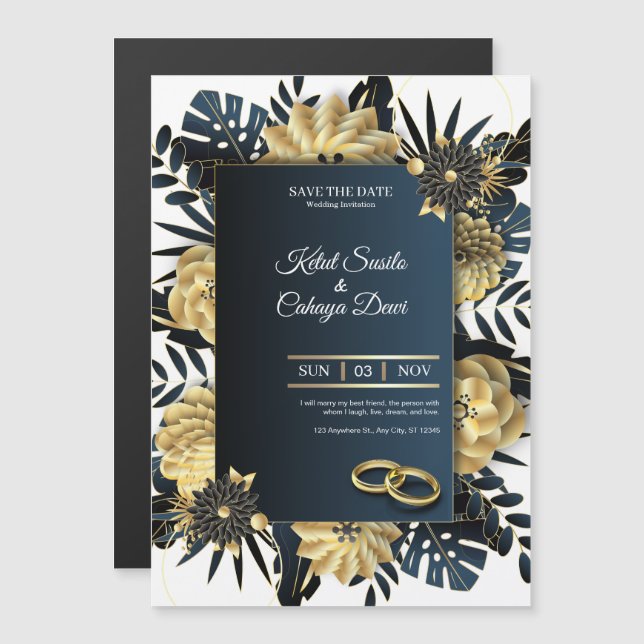 Elegant Wedding Invitation Card (Front/Back)