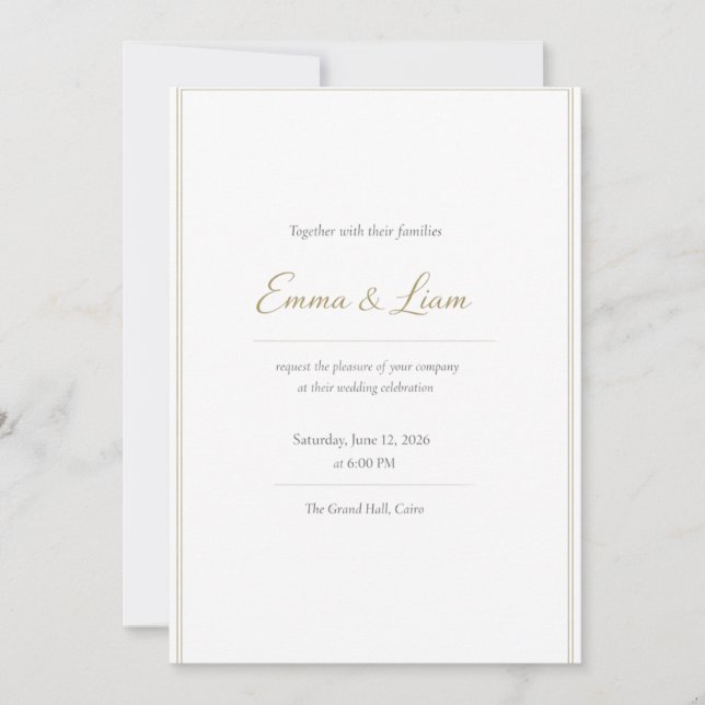 Elegant Wedding Invitation Card – Minimalist Luxur (Front)