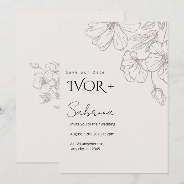 Elegant Wedding Invitation Card TemplateInvitation (Front/Back)