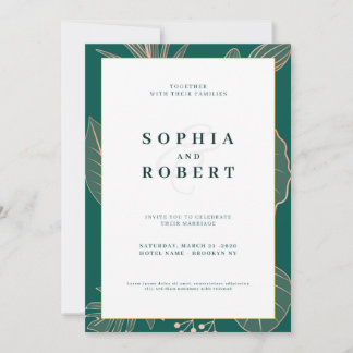 Elegant wedding invitation card with nature concep