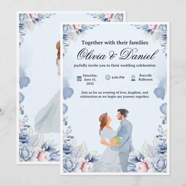 Elegant Wedding Invitation – Customisable & Modern (Front/Back)