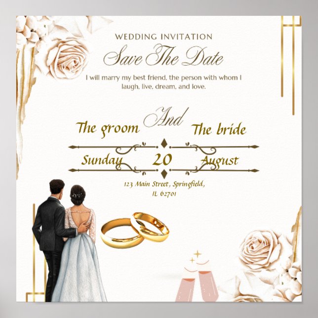 Elegant Wedding Invitation Design - Timeless Beaut Poster (Front)
