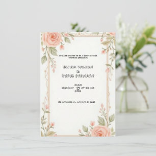 Elegant wedding invitation featuring floral patter