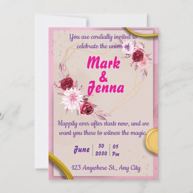 Elegant Wedding Invitation  Floral Theme           (Front)