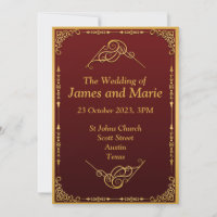 Elegant Wedding Invitation, gold scroll