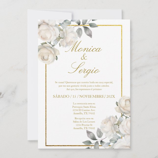 Elegant Wedding Invitation in Spanish (Front)
