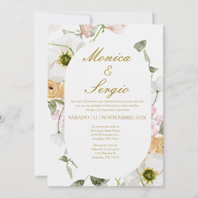 Elegant Wedding Invitation in Spanish (Front)