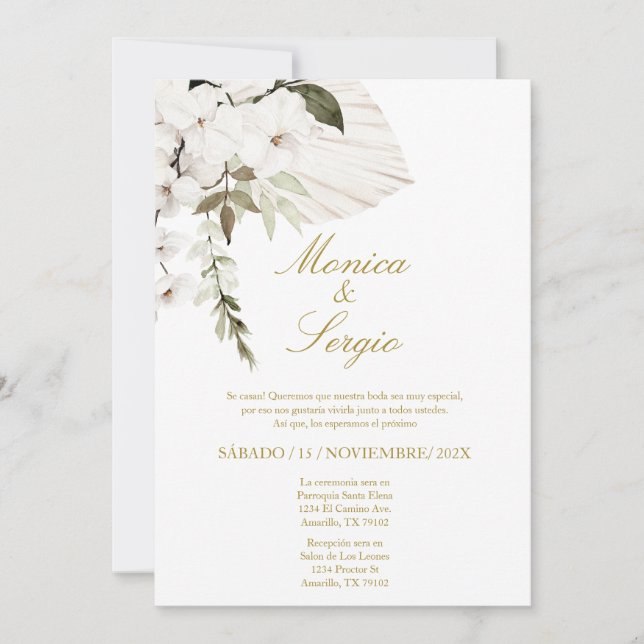 Elegant Wedding Invitation in Spanish (Front)