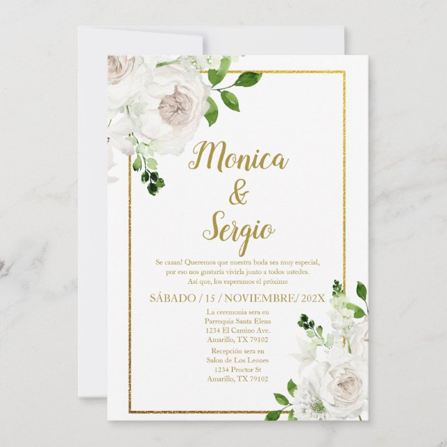 Elegant Wedding Invitation in Spanish (Front)