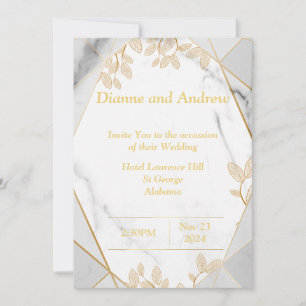 Elegant Wedding Invitation, marble, gold Invitation