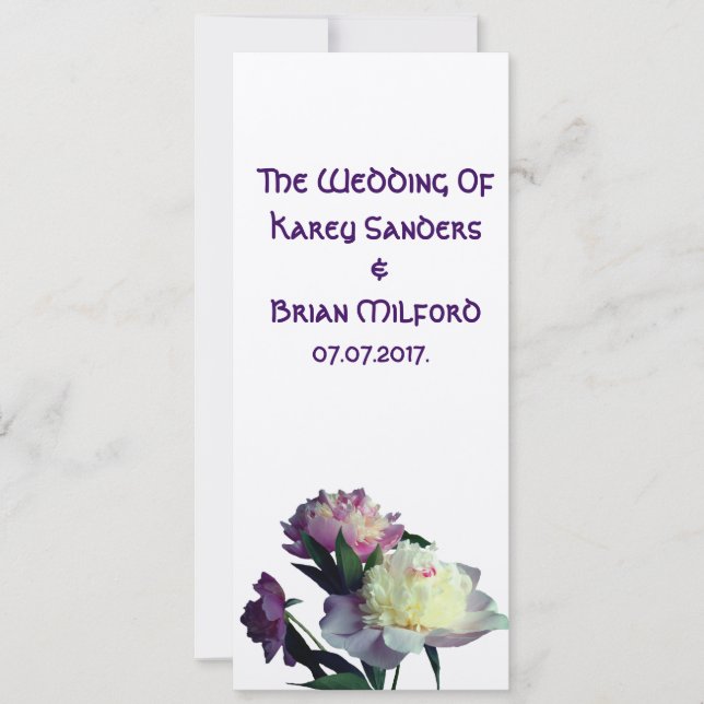 Elegant Wedding Invitation Peony Flowers (Front)