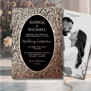 Elegant Wedding Invitation Photo Botanical Leaves