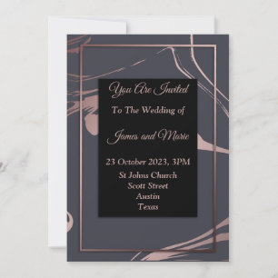Elegant Wedding Invitation, pink, grey, marble Invitation