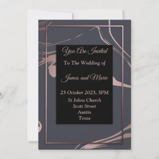 Elegant Wedding Invitation, pink, grey, marble Invitation