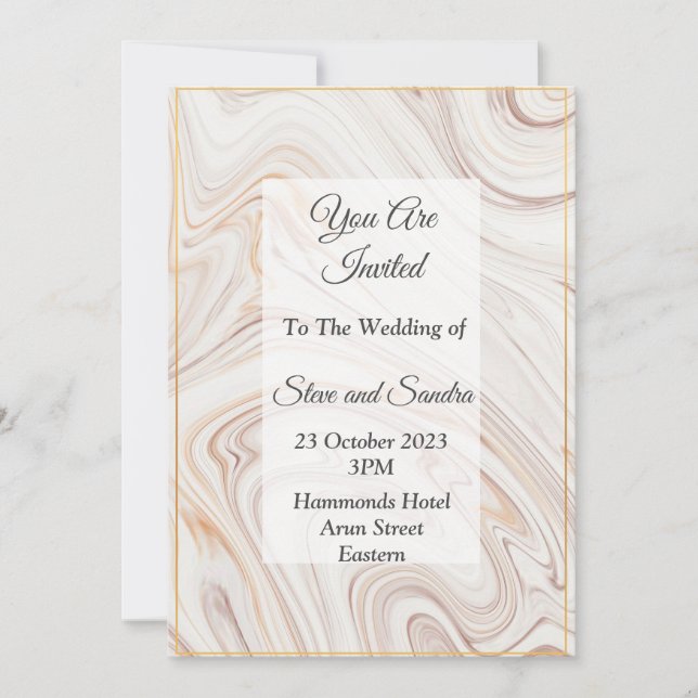 Elegant Wedding Invitation,pink marbled Invitation (Front)