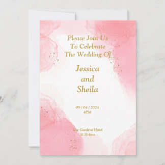 Elegant Wedding Invitation, pink watercolor Invitation