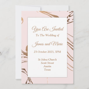 Elegant Wedding Invitation, pink, white, marble Invitation