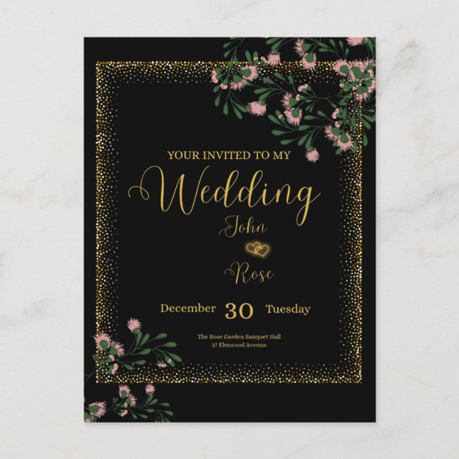 Elegant Wedding Invitation Postcard (Front)