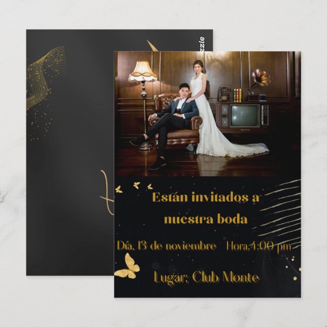 elegant wedding invitation postcard (Front/Back)