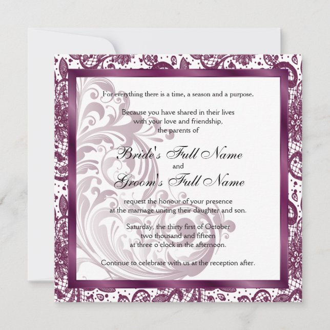 Elegant Wedding Invitation - Purple (Front)