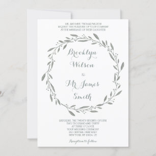 Elegant Wedding Invitation Sage Floral Wreath