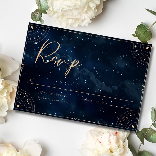 Elegant Wedding Invitation starry night Rsvp Card (Creator Uploaded)