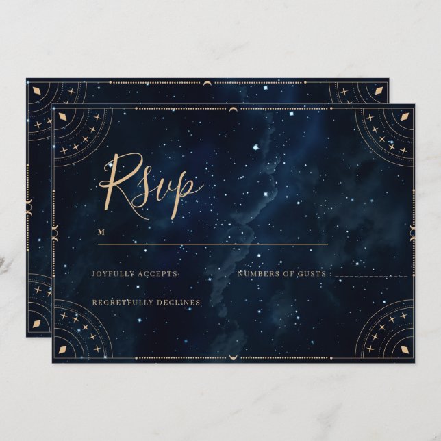 Elegant Wedding Invitation starry night Rsvp Card (Front/Back)