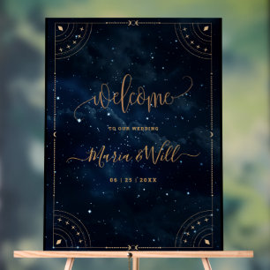 Elegant Wedding Invitation starry night Wedding  Acrylic Sign