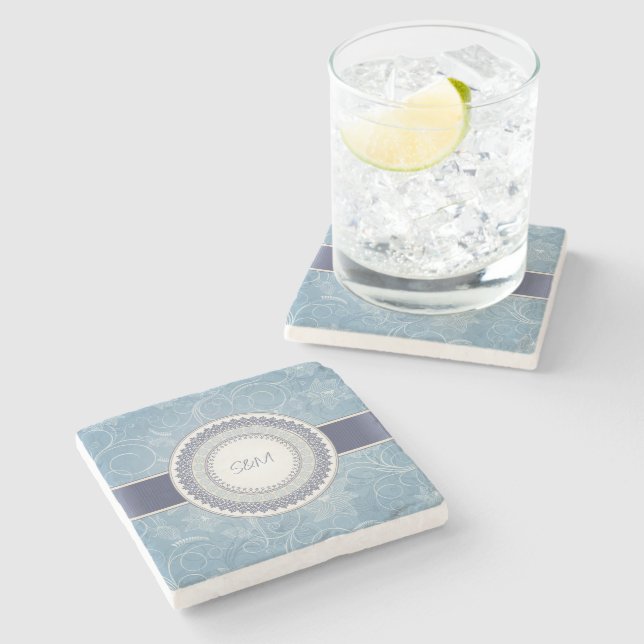 Elegant wedding invitation stone coaster (Side)