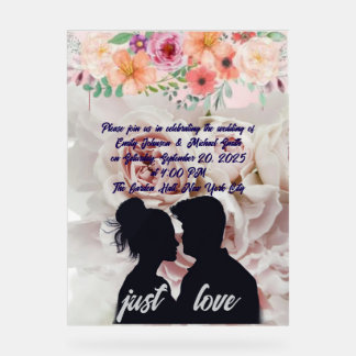 Elegant Wedding Invitation Template Acrylic Sign