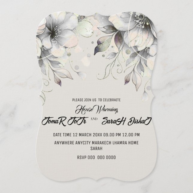 Elegant Wedding Invitation Template Luxury Flora (Front)