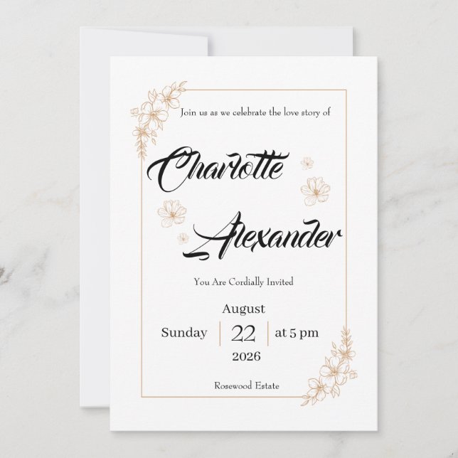 Elegant Wedding Invitation Template | Luxury Minim (Front)