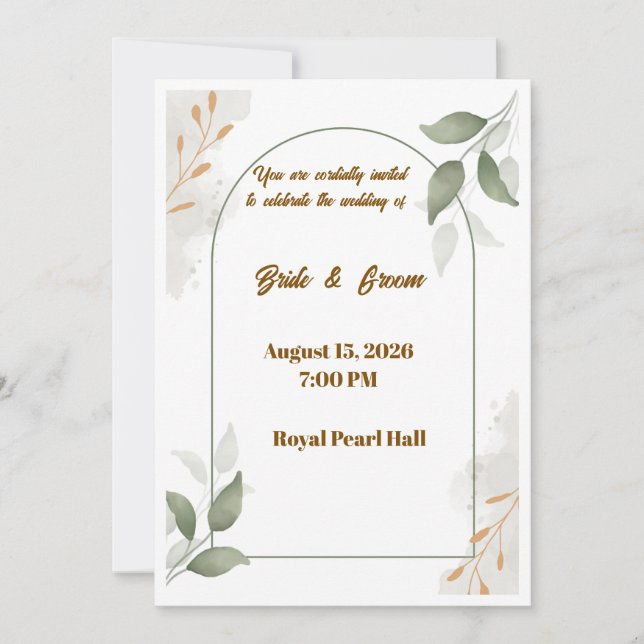 Elegant Wedding Invitation Template | M Invitation (Front)