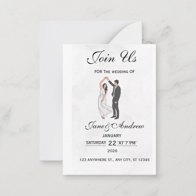 Elegant Wedding Invitation Template - Romantic Flo (Front)