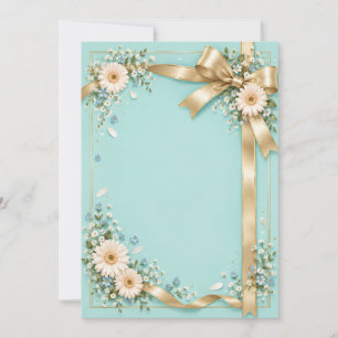 Elegant Wedding Invitation|Tiffany Blue & Gold Rib Invitation