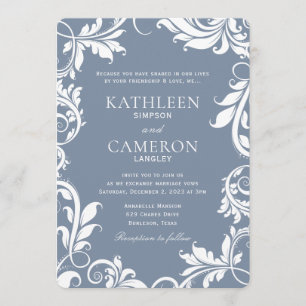 Elegant Wedding Invitation Vines (Dusty Blue)