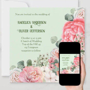 Elegant Wedding invitation Watercolor flowers