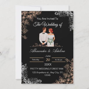 Elegant Wedding Invitation with Dark Floral