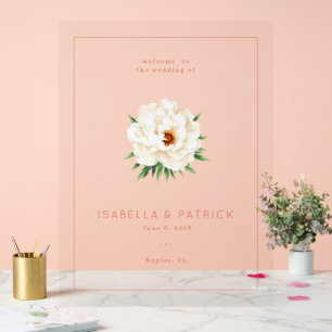 Elegant Wedding Invitation with Floral Design Acrylic Sign