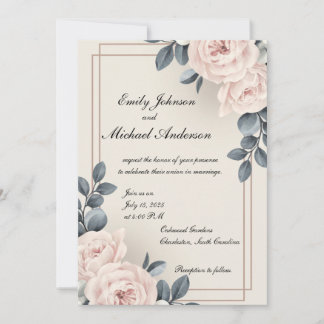 Elegant Wedding Invitation With Flowers