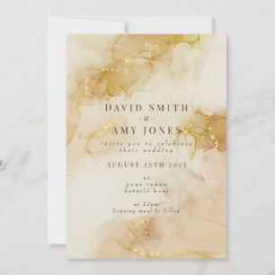 Elegant wedding invitation with gold background