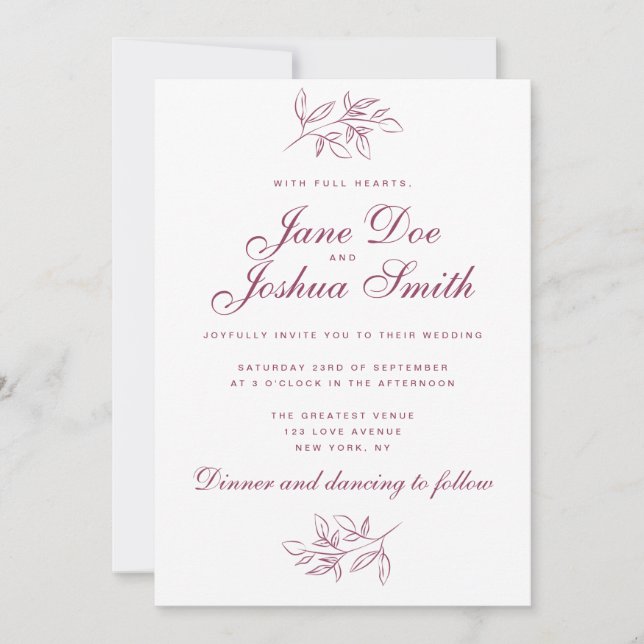 Elegant Wedding Invitation with Greenery (Front)