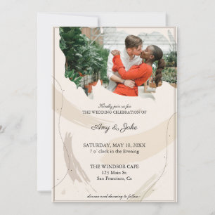 Elegant Wedding invitation with happy couple