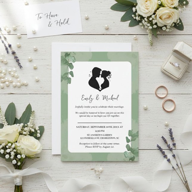 Elegant Wedding Invitation with Heart Silhouette  (Creator Uploaded)