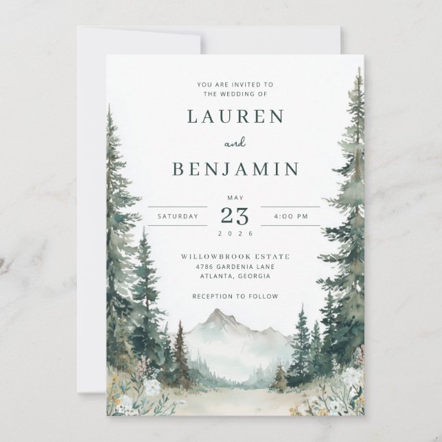 Elegant Wedding Invitation with Nature Theme (Front)